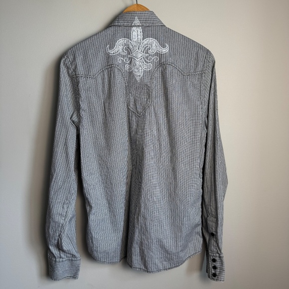 Vintage Buffalo David Bitton‎ Men's Houndstooth Button Up Shirt Gray/Black M - Picture 8 of 14